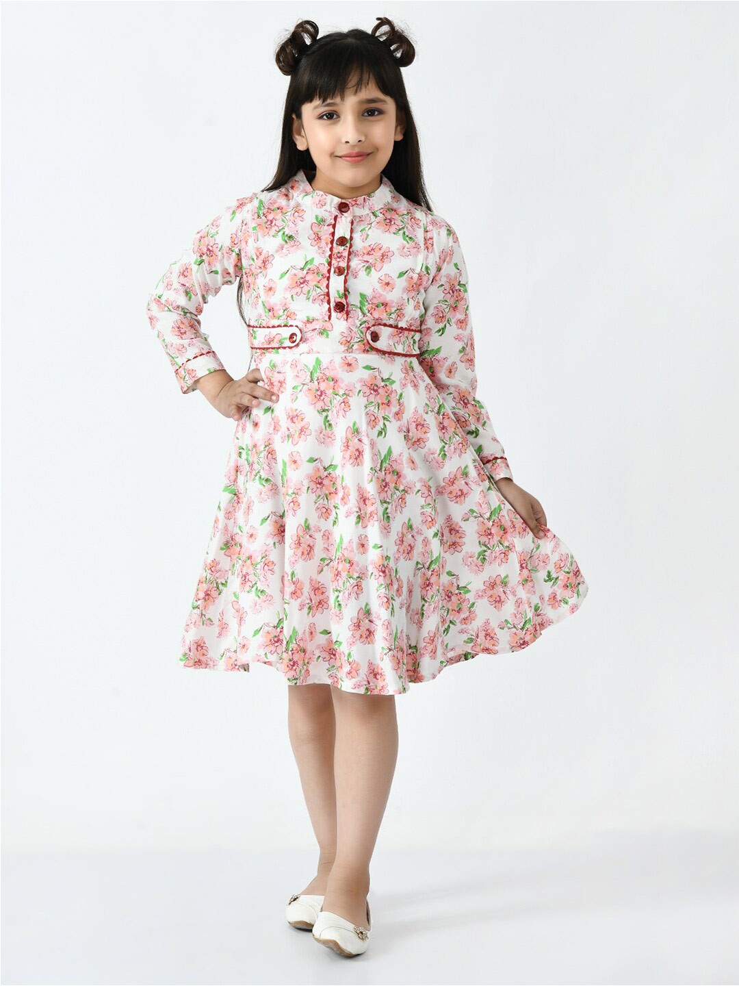 

Bella Moda Girls Floral Pure Cotton Dress, White