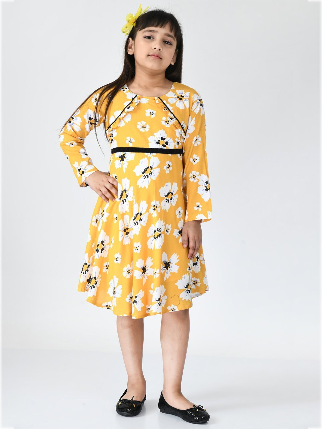 

Bella Moda Girls Floral Cotton Dress, Mustard