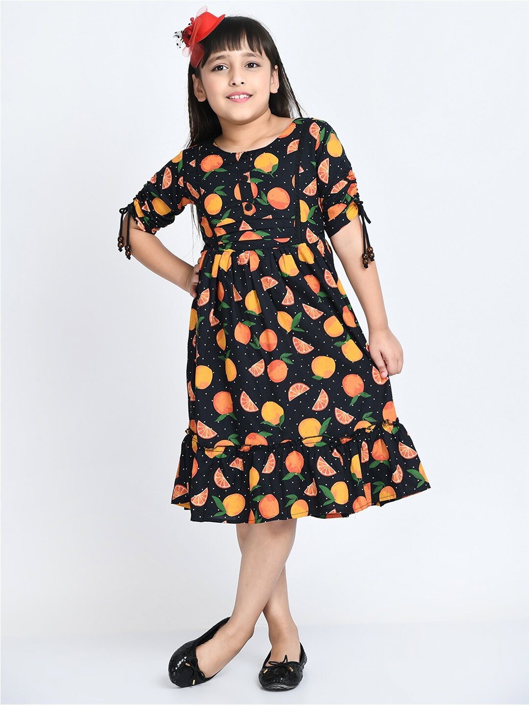 

Bella Moda Girls Cotton A-Line Midi Dress, Navy blue