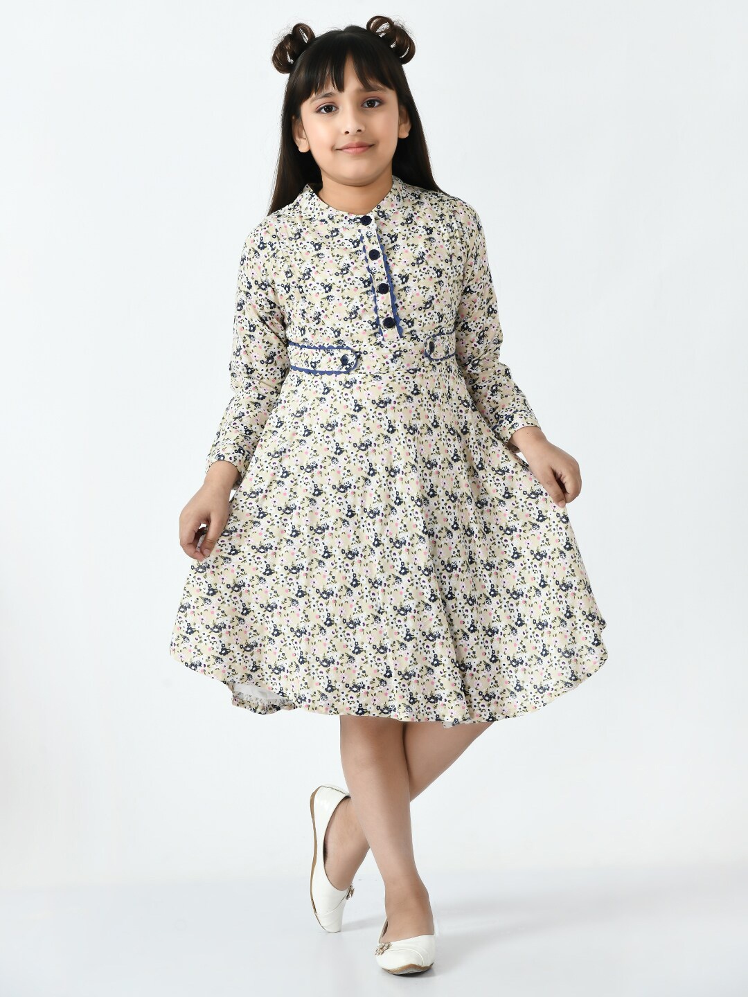 

Bella Moda Girls Floral Cotton Dress, Beige