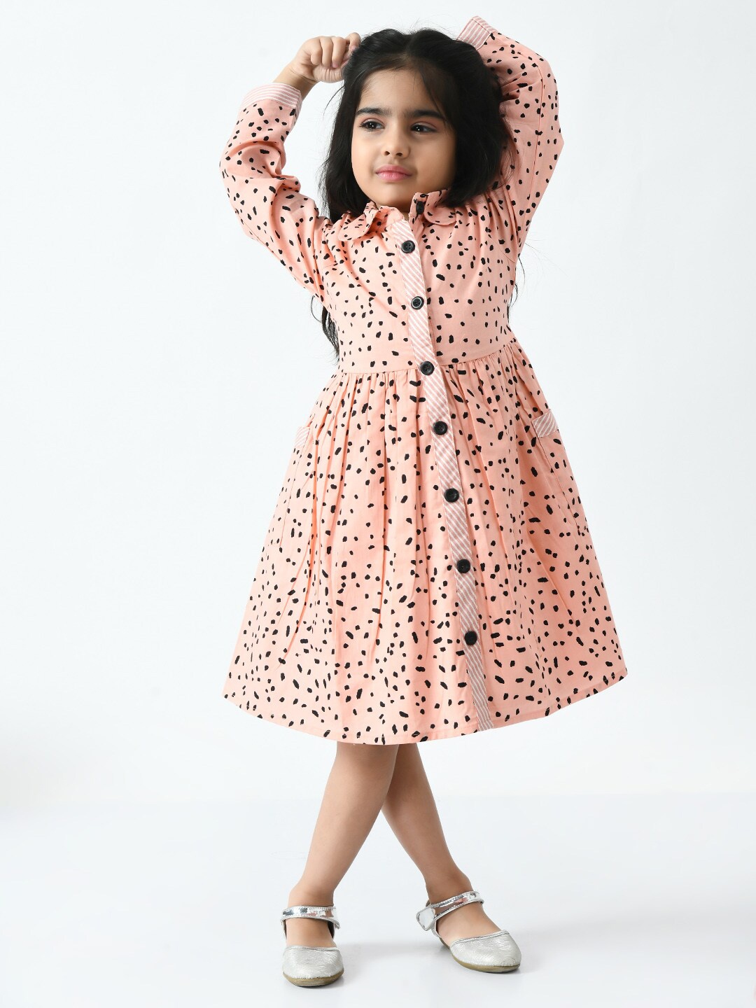 

Bella Moda Girls Animal Shirt Cotton Dress, Peach