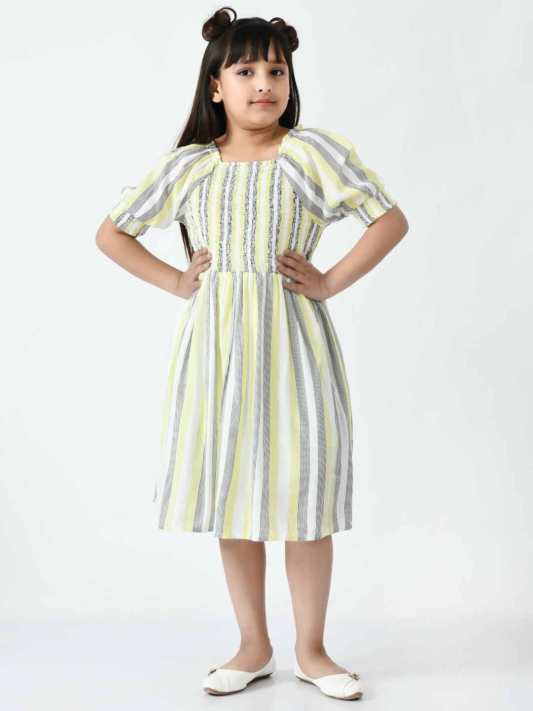 

Bella Moda Girls Striped Midi Cotton Dress, Yellow