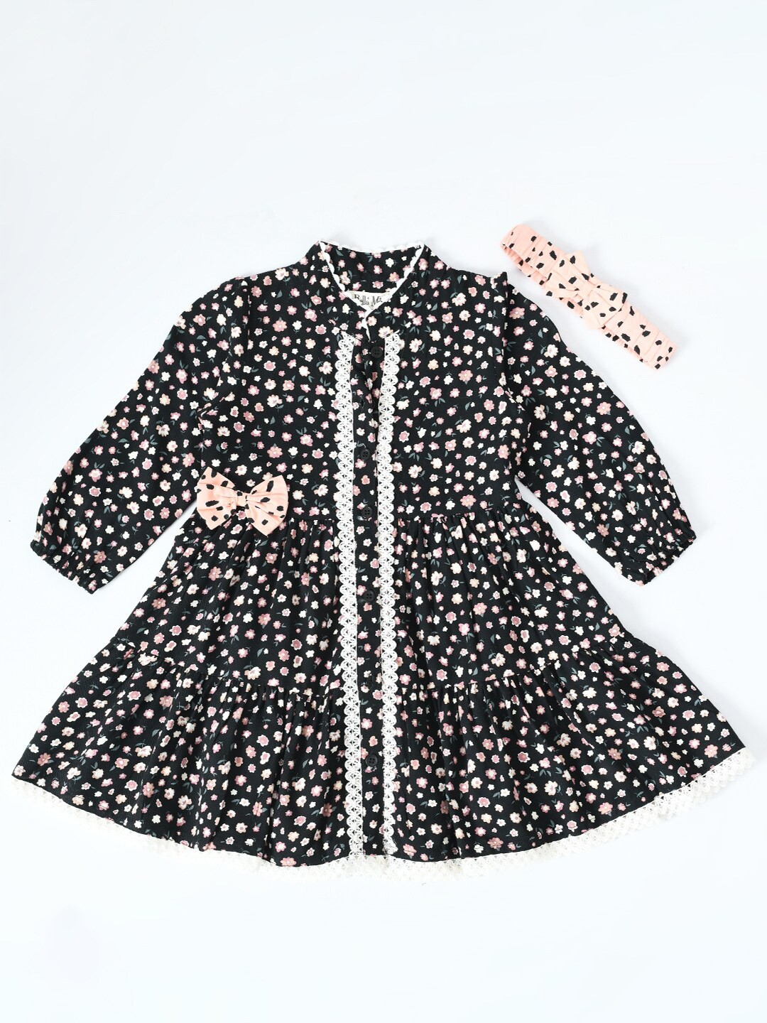 

Bella Moda Girls Floral Cotton Midi Dress, Black