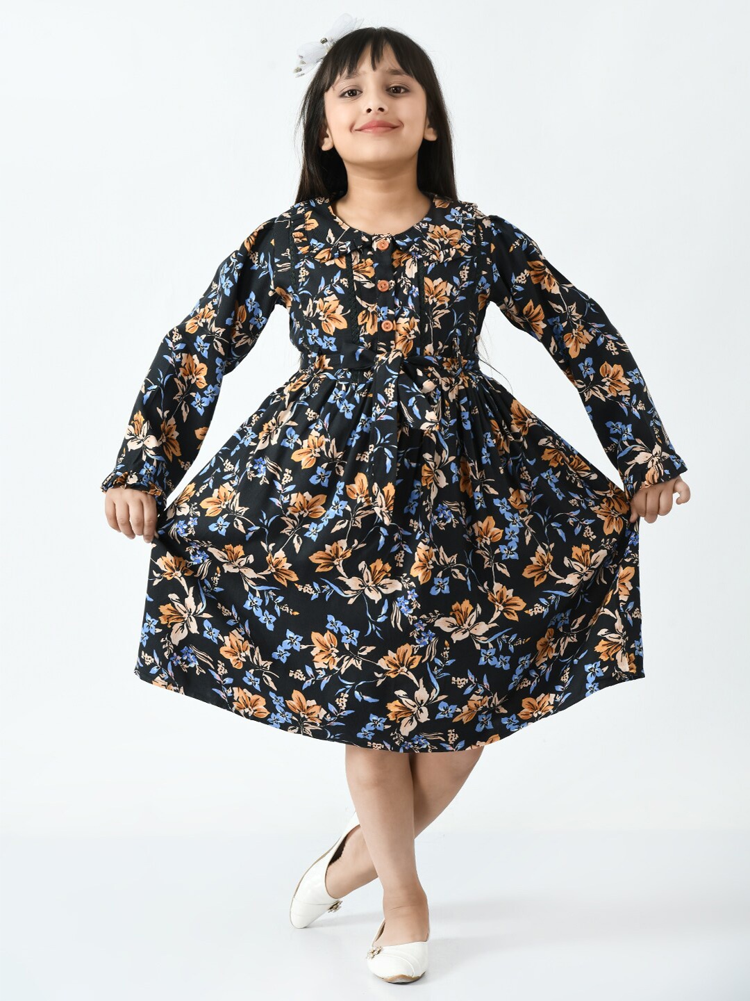 

Bella Moda Floral Midi Dress, Black