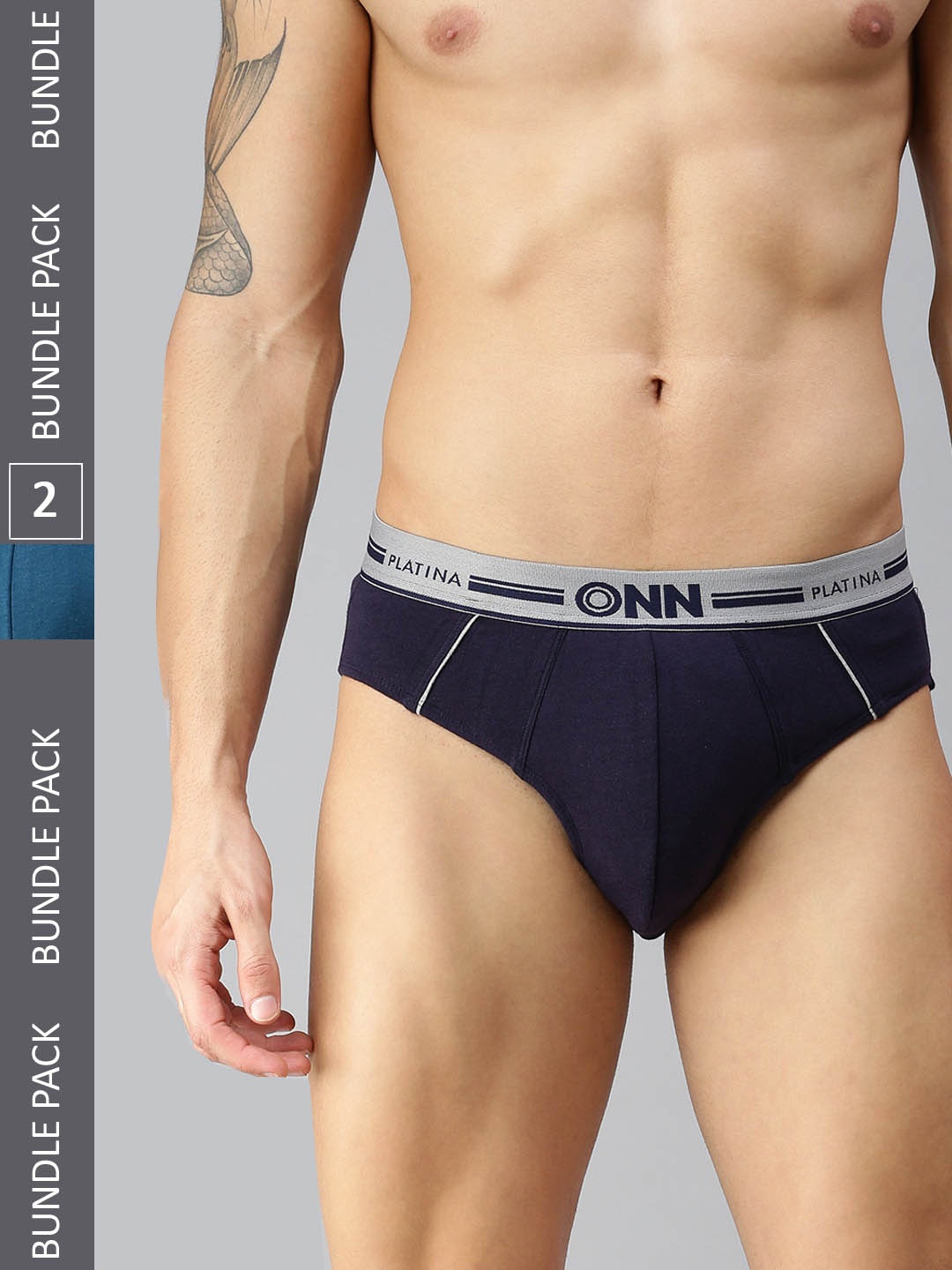 

ONN Men Pack Of 2 Mid-Rise Basic Briefs, Blue