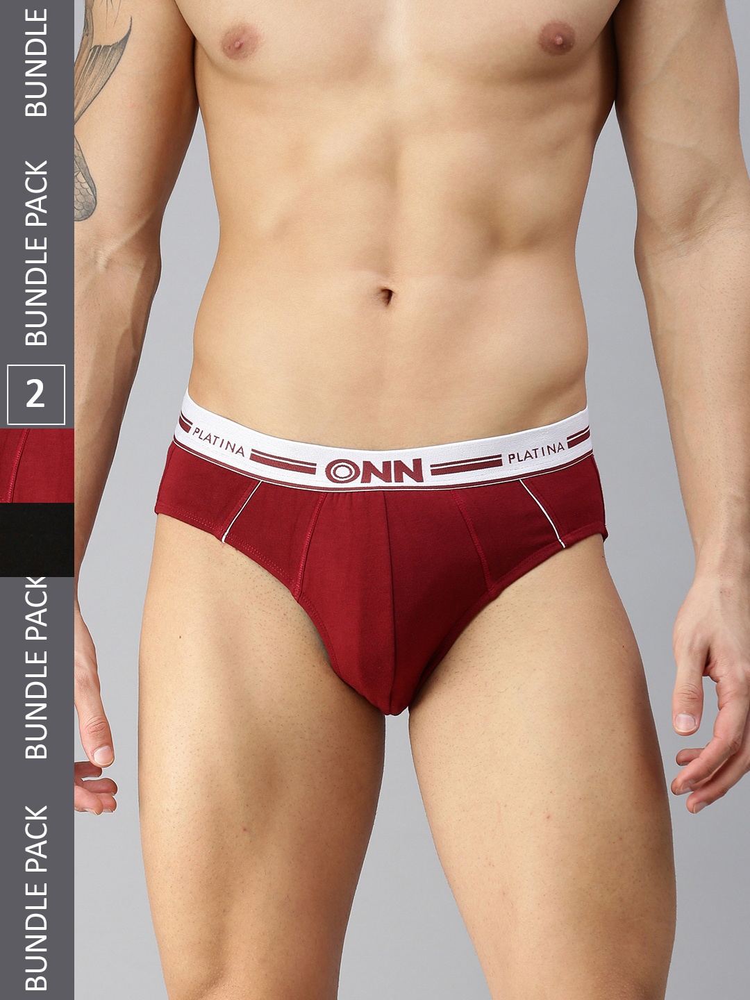 

ONN Men Pack Of 2 Basic Briefs, Black