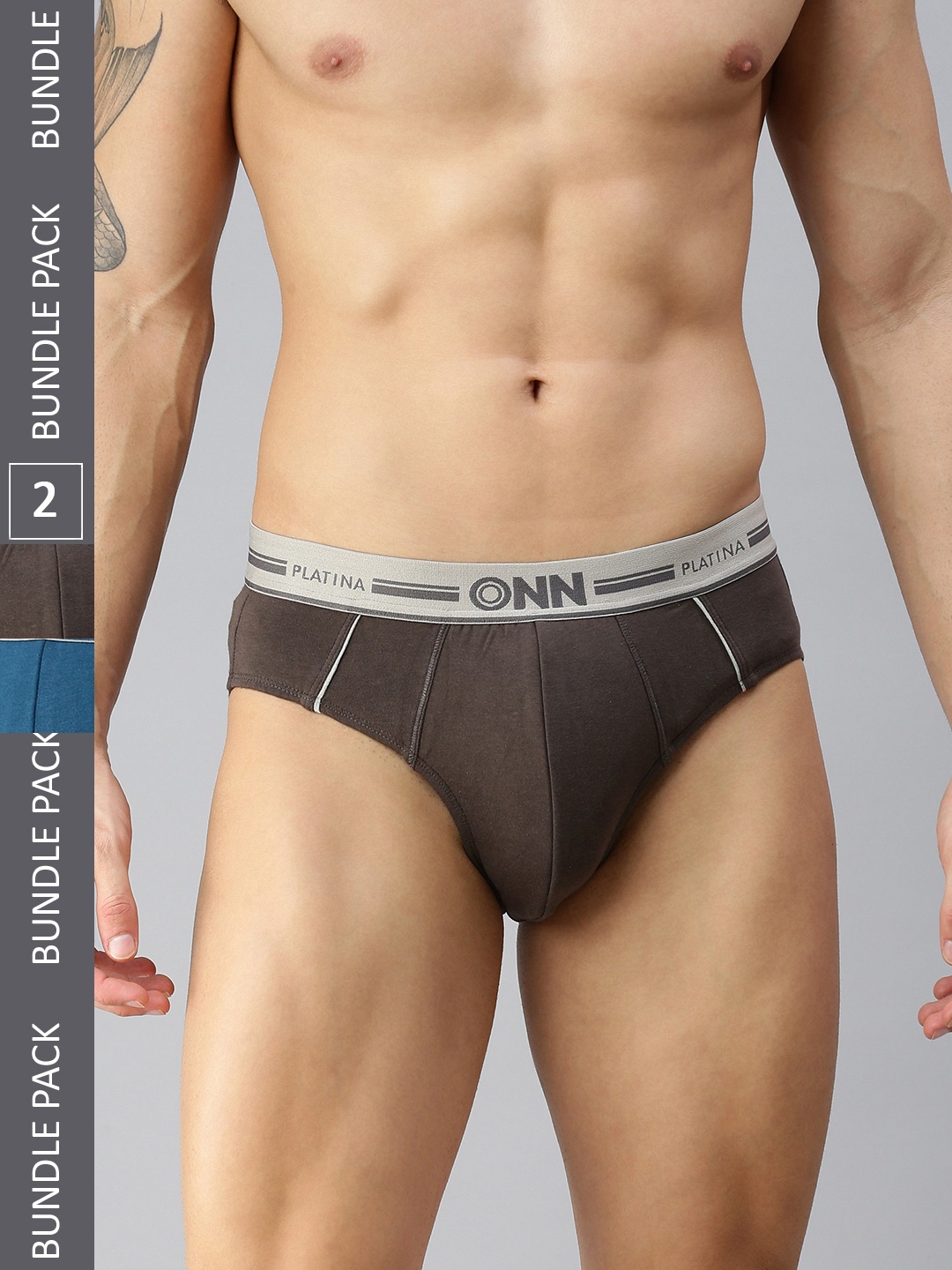 

ONN Men Pack Of 2 Basic Briefs, Grey