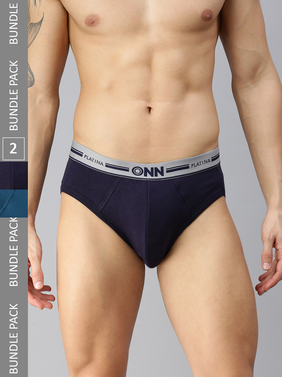 

ONN Men Pack Of 2 Mid-Rise Basic Briefs, Blue