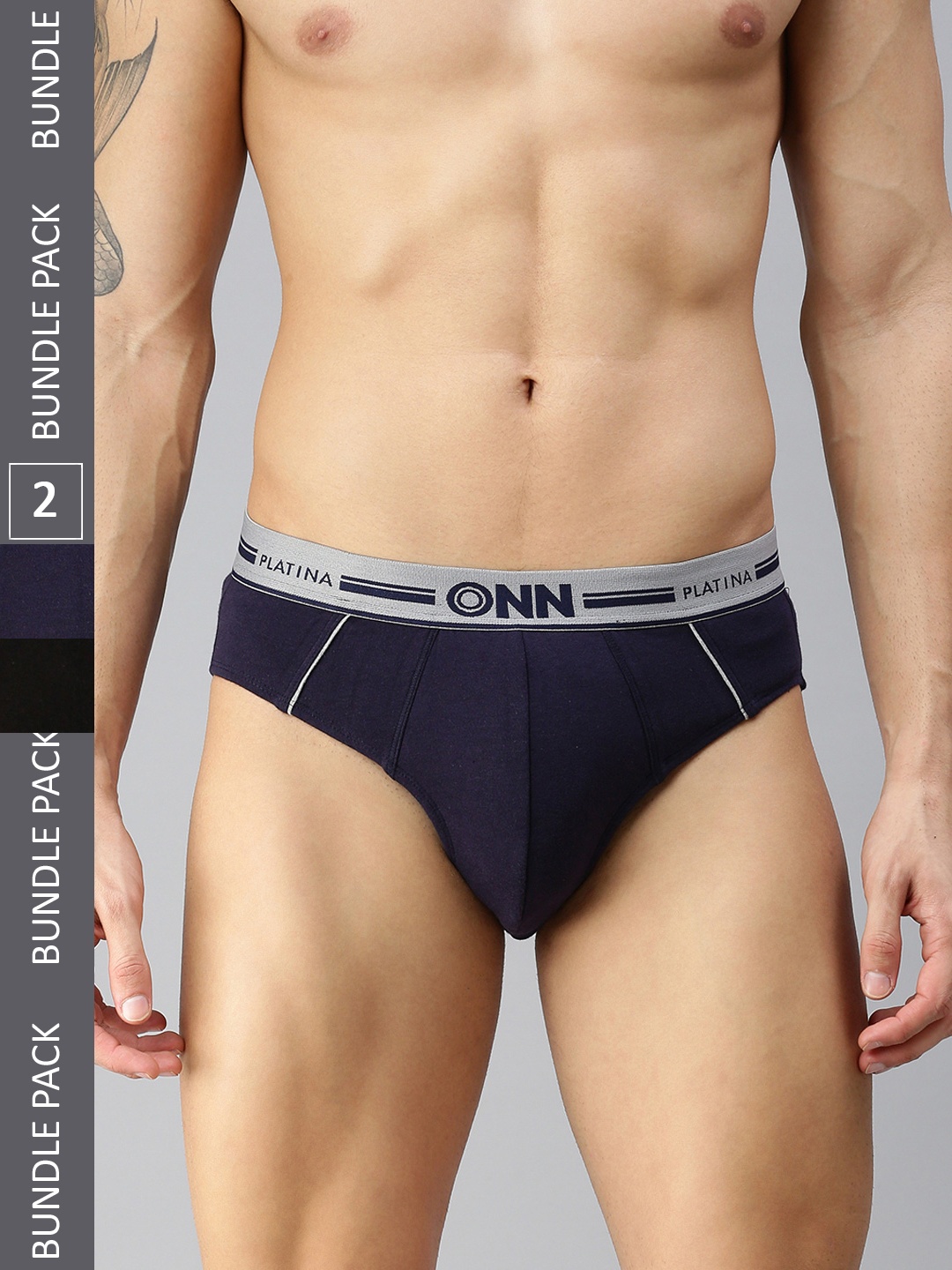 

ONN Men Pack Of 2 Mid-Rise Basic Briefs, Black