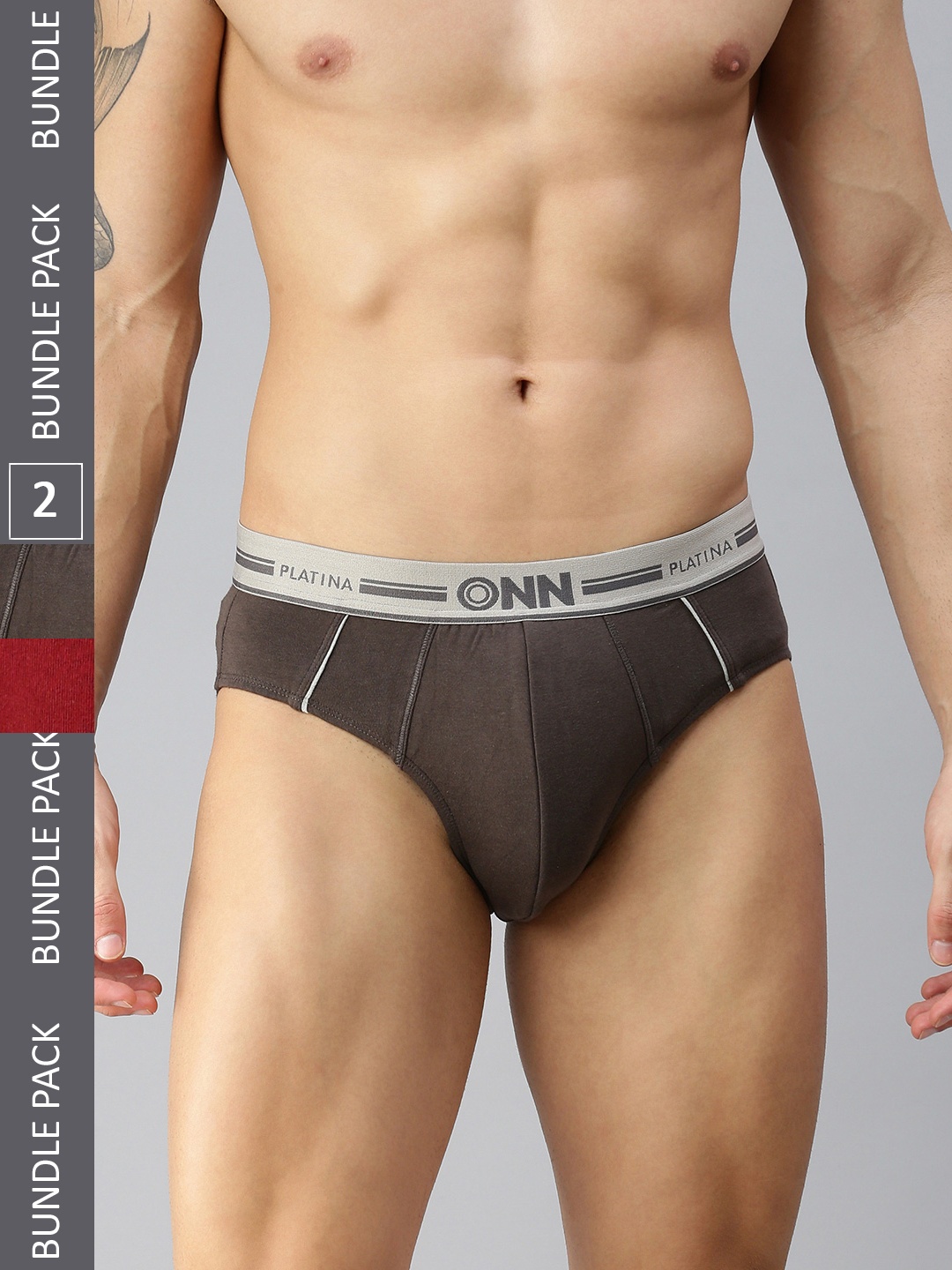 

ONN Men Pack Of 2 Basic Briefs, Grey