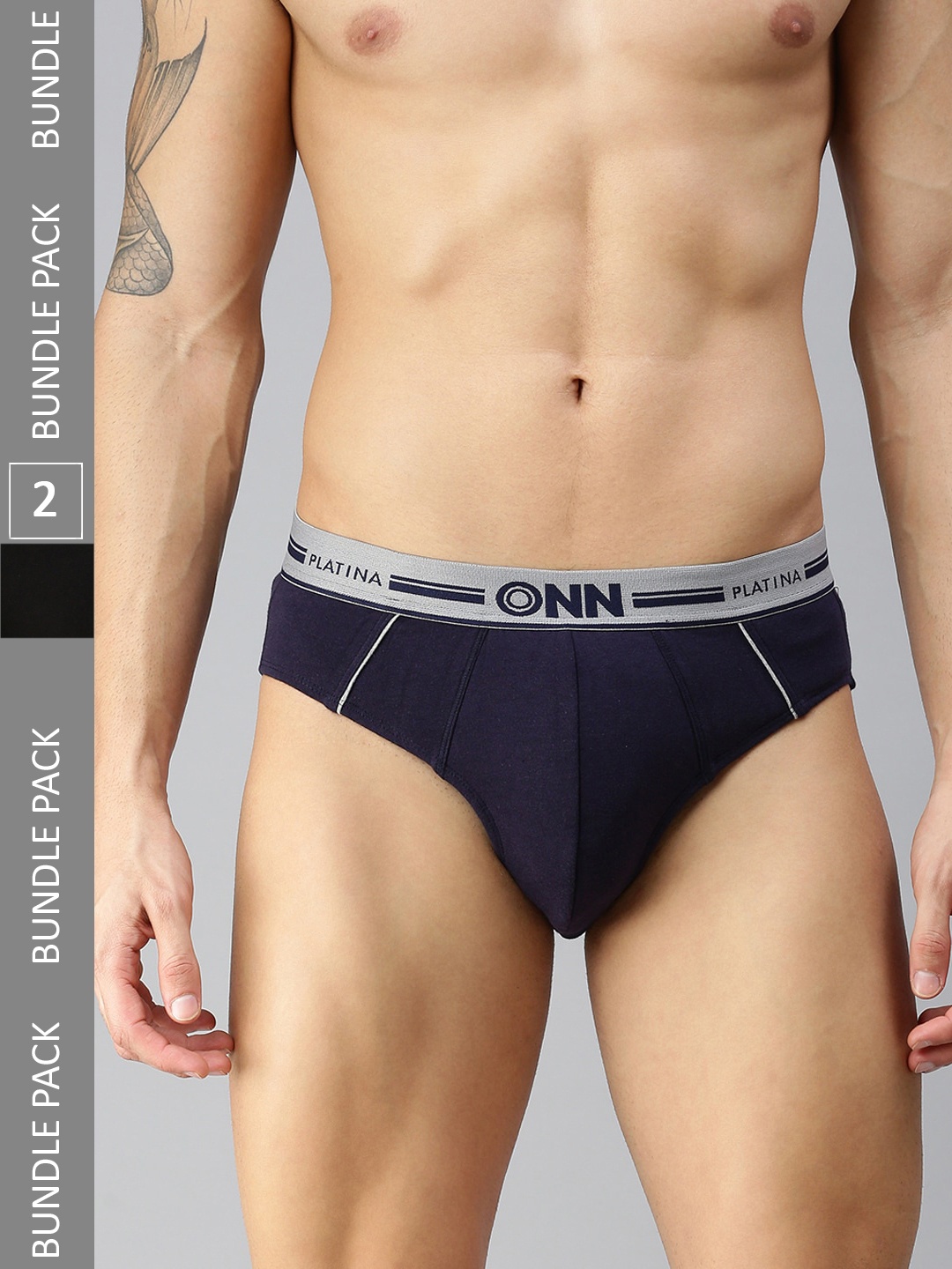 

ONN Men Pack Of 2 Basic Briefs, Navy blue