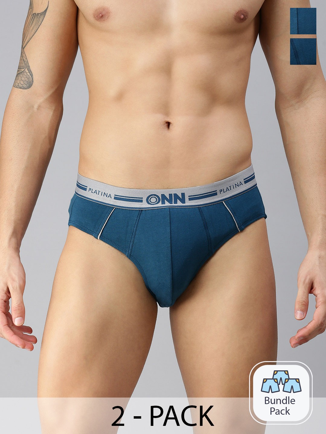 

ONN Men Pack Of 2 Basic Briefs, Blue