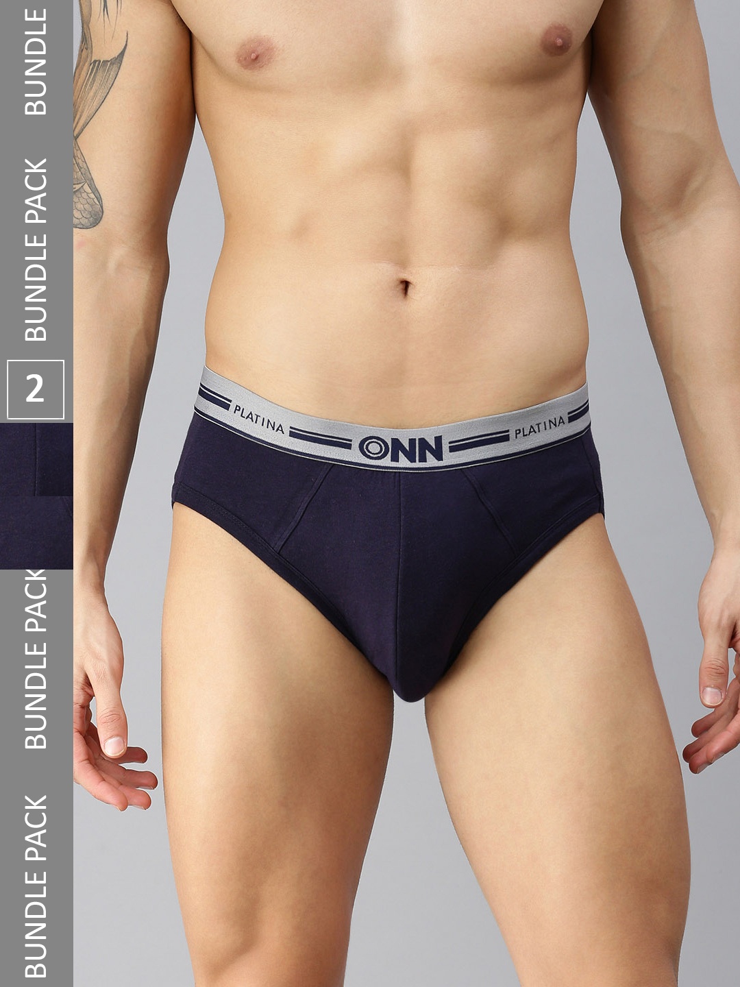 

ONN Men Pack Of 2 Basic Modal Briefs, Navy blue