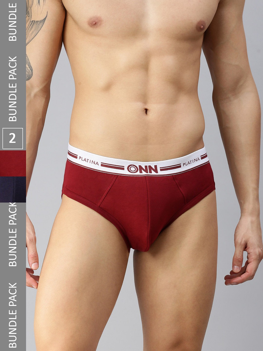 

ONN Men Pack Of 2 Basic Briefs, Red