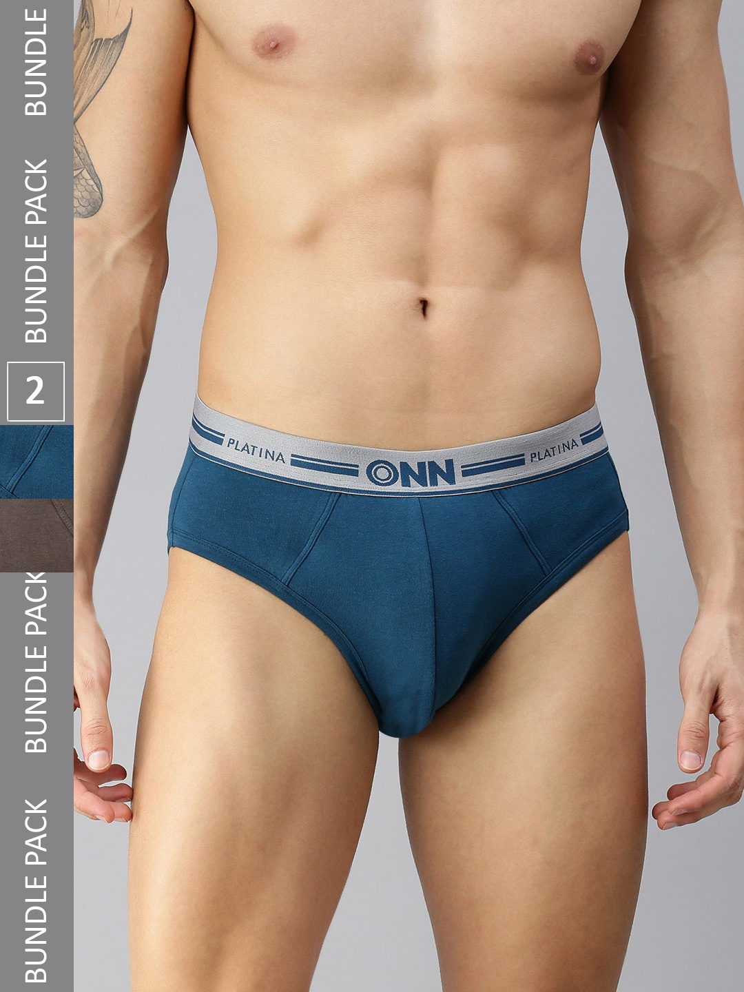 

ONN Men Pack Of 3 Solid Mid-Rise Basic Briefs, Teal
