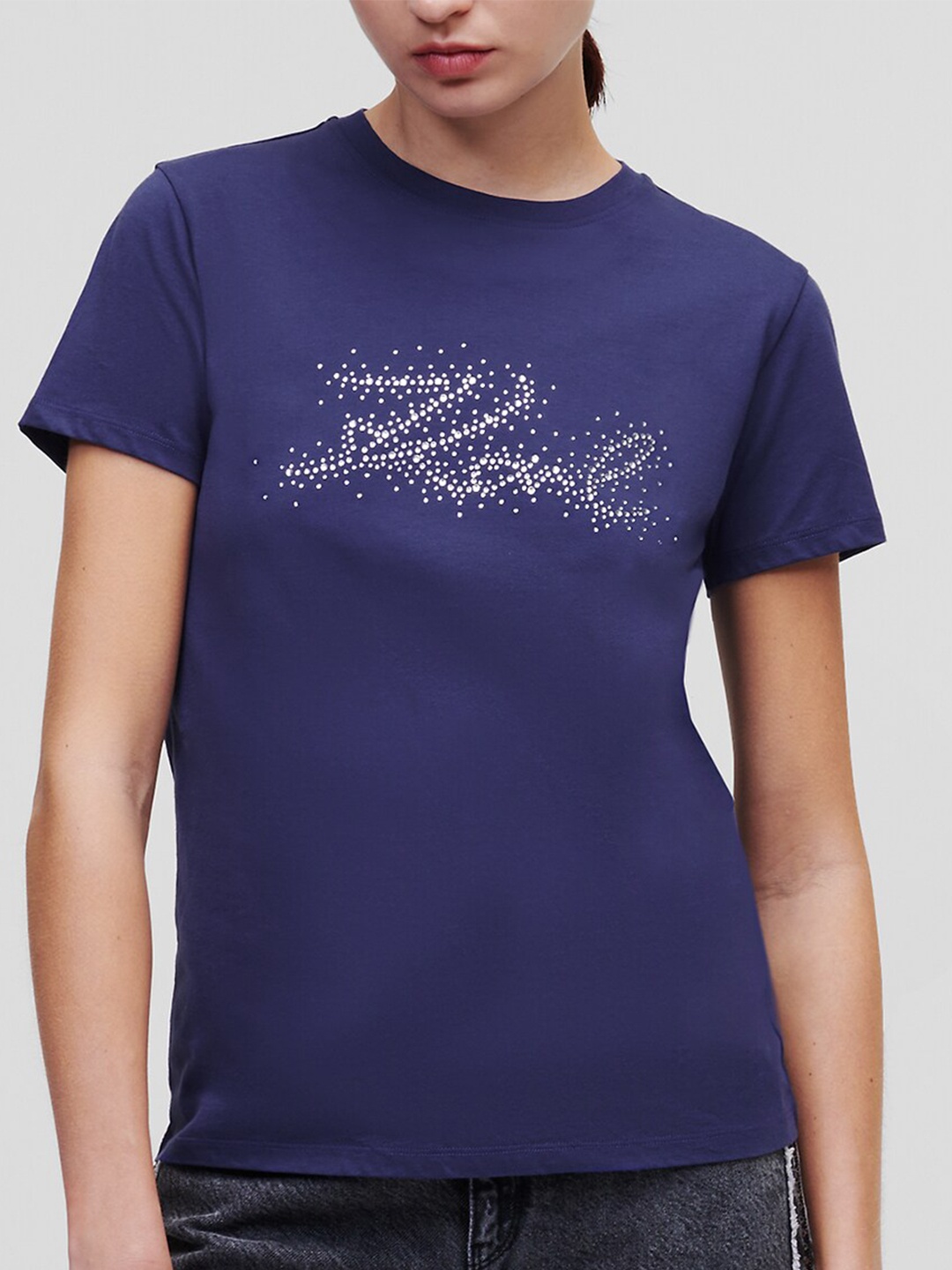 

Karl Lagerfeld Women Pure Cotton T-shirt, Blue
