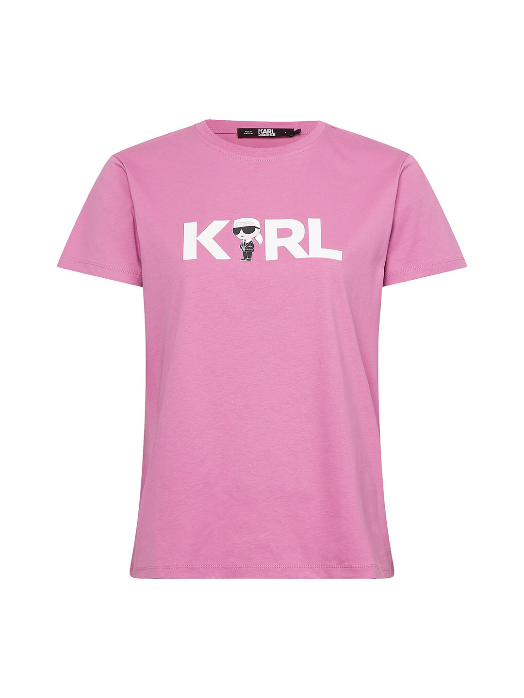 

Karl Lagerfeld Women Typography Pure Cotton T-shirt, Purple