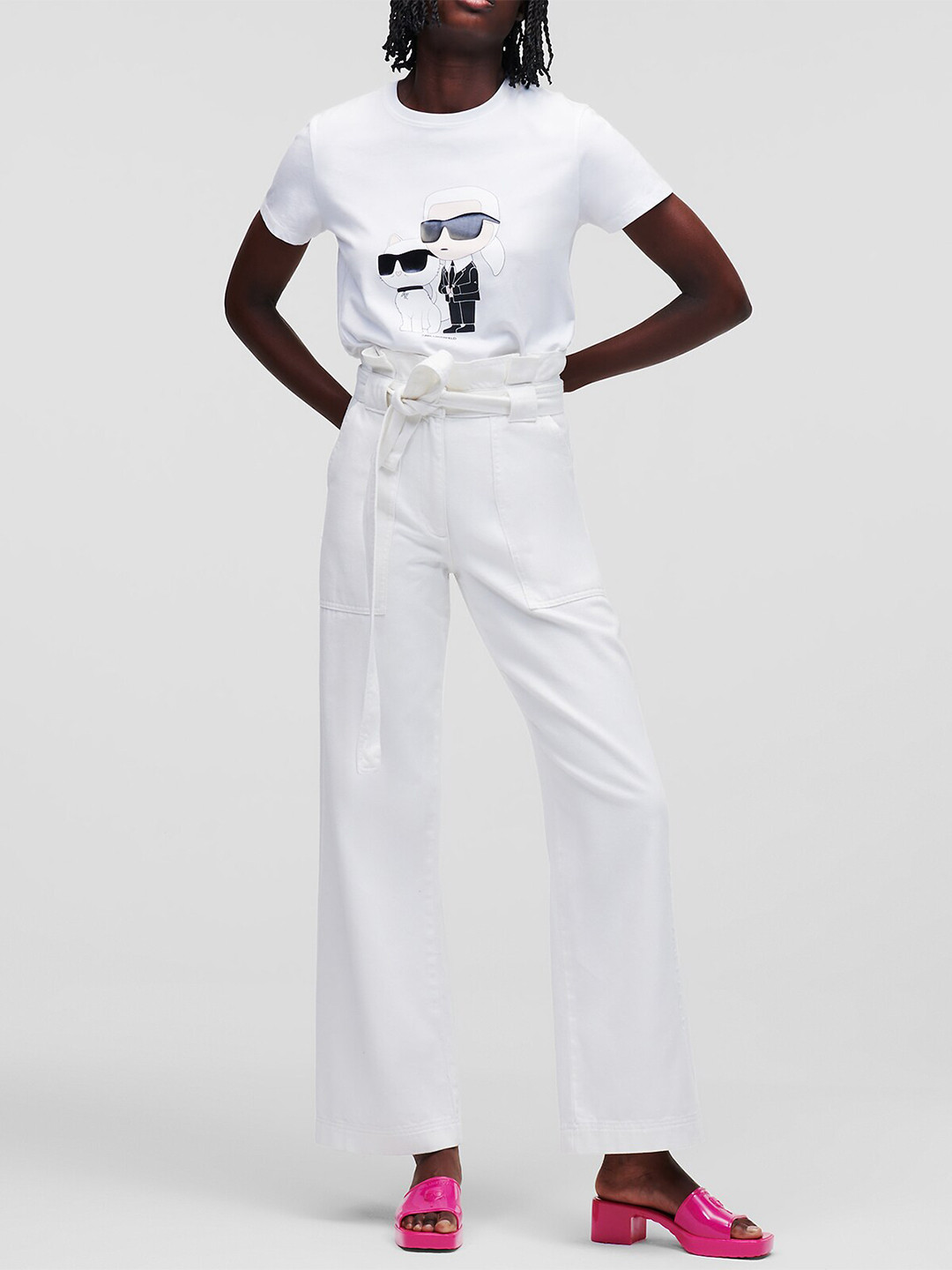 

Karl Lagerfeld Women Printed Pure Cotton T-shirt, White