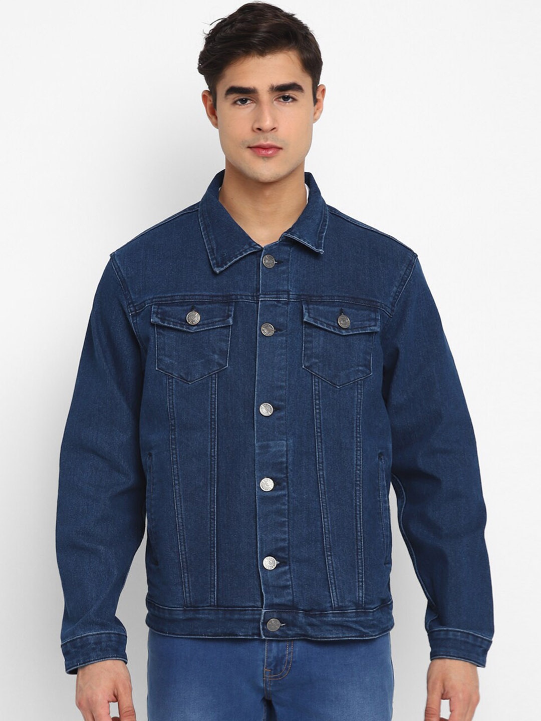 

Red Chief Men Cotton Spread Collar Denim Jacket, Blue