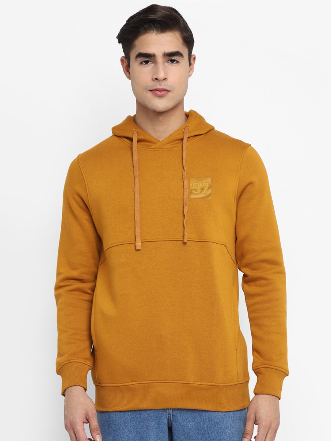 

Red Chief Men Cotton Hooded Sweatshirt, Mustard