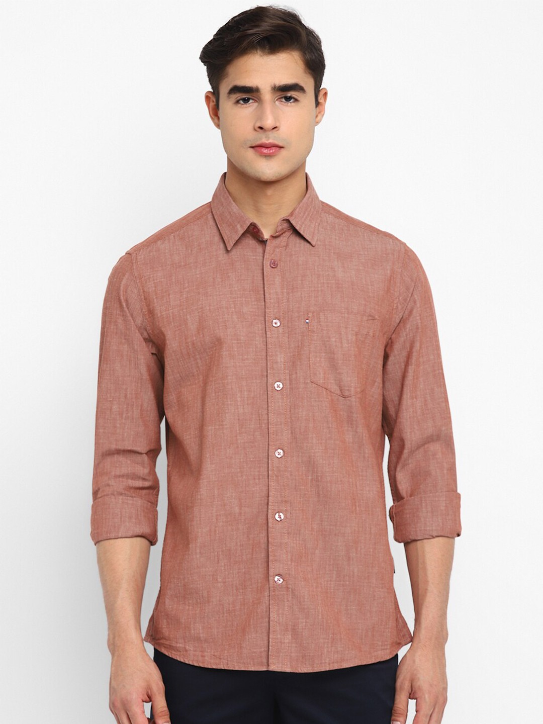 

Red Chief Men Slim Fit Cotton Casual Shirt, Rust