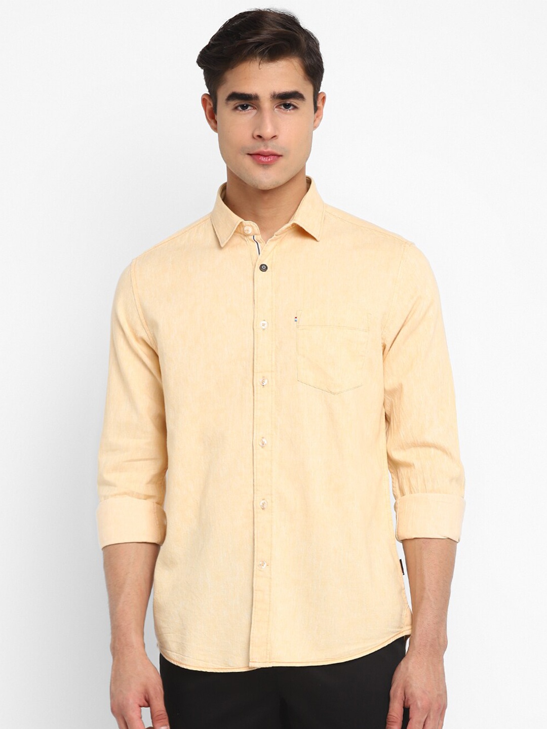 

Red Chief Men Cotton Slim Fit Casual Shirt, Mustard