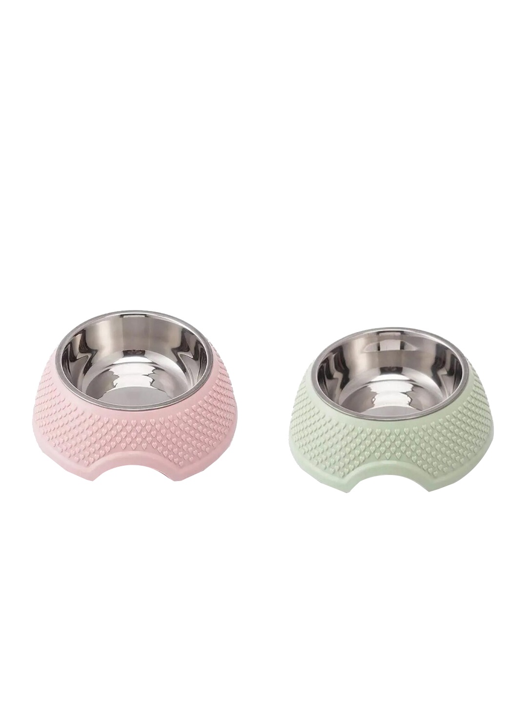 

Emily pets Set Of 2 Textured Anti-Skid Feeder Pet Bowls, Pink