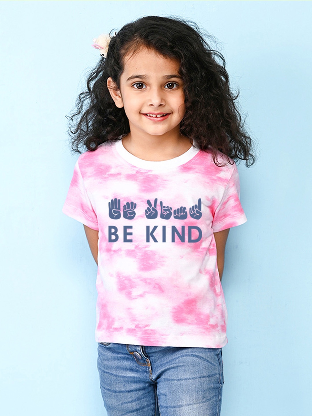 

NUSYL Girls Typography Printed T-shirt, Pink