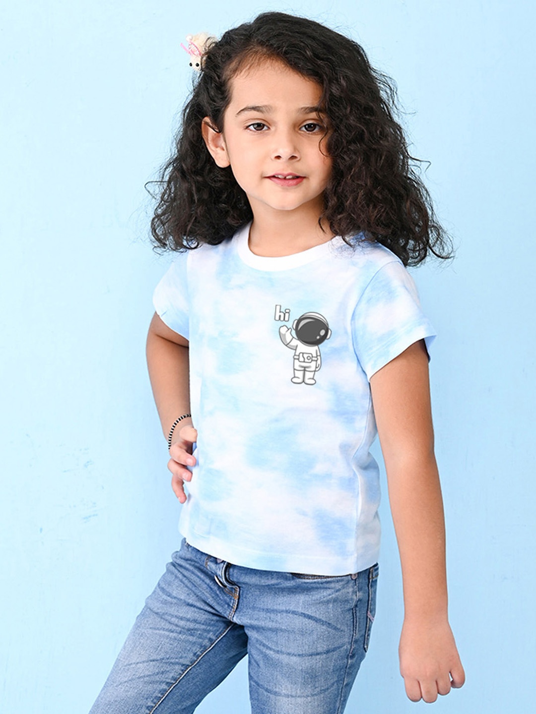

NUSYL Girls Printed Extended sleeves T-shirt, Blue