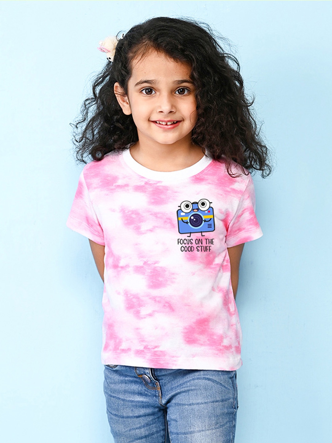 

NUSYL Girls Cotton Tie and Dye Dyed T-shirt, Pink