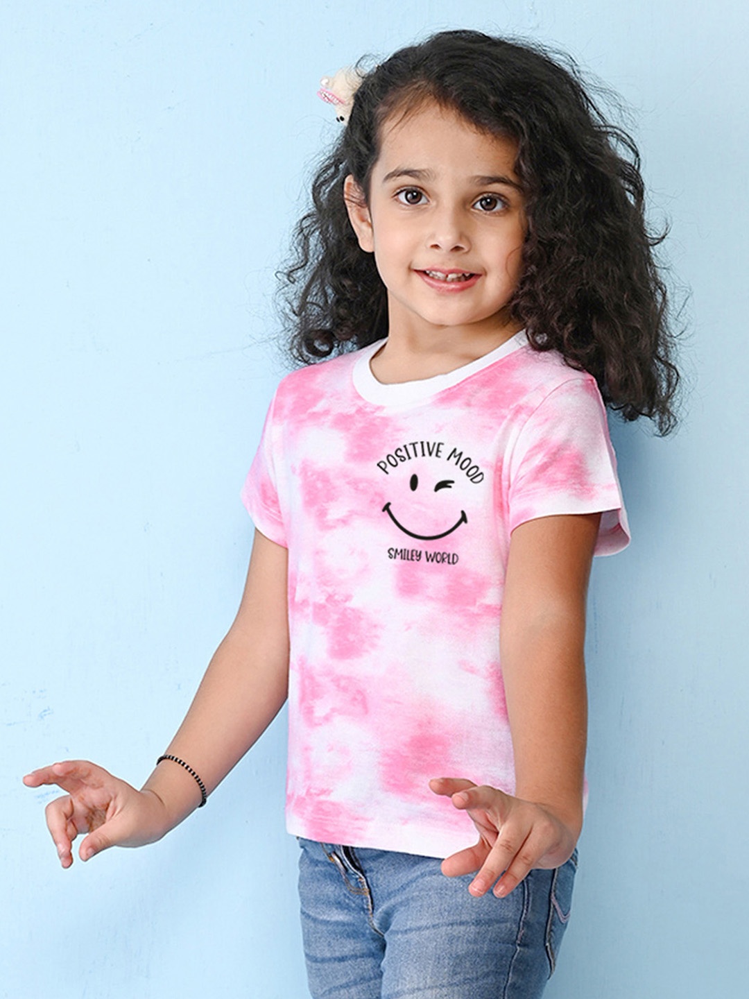 

NUSYL Girls Cotton Tie and Dye Dyed T-shirt, Pink
