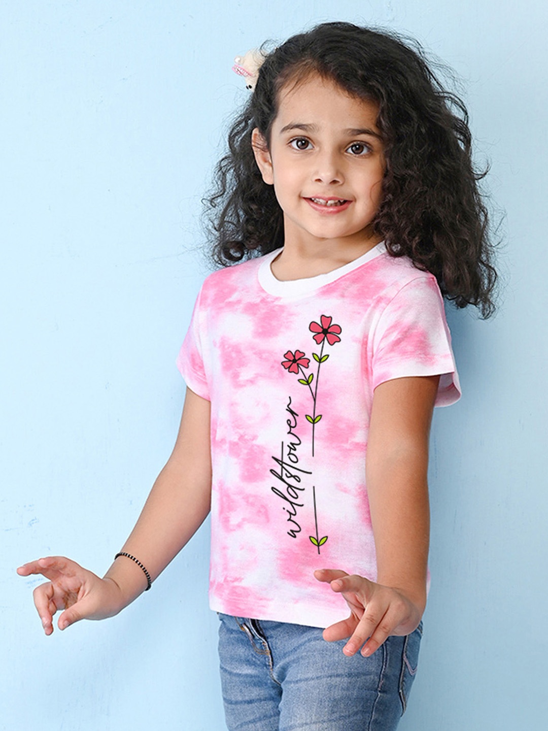 

NUSYL Girls Cotton Tie and Dye Dyed T-shirt, Pink