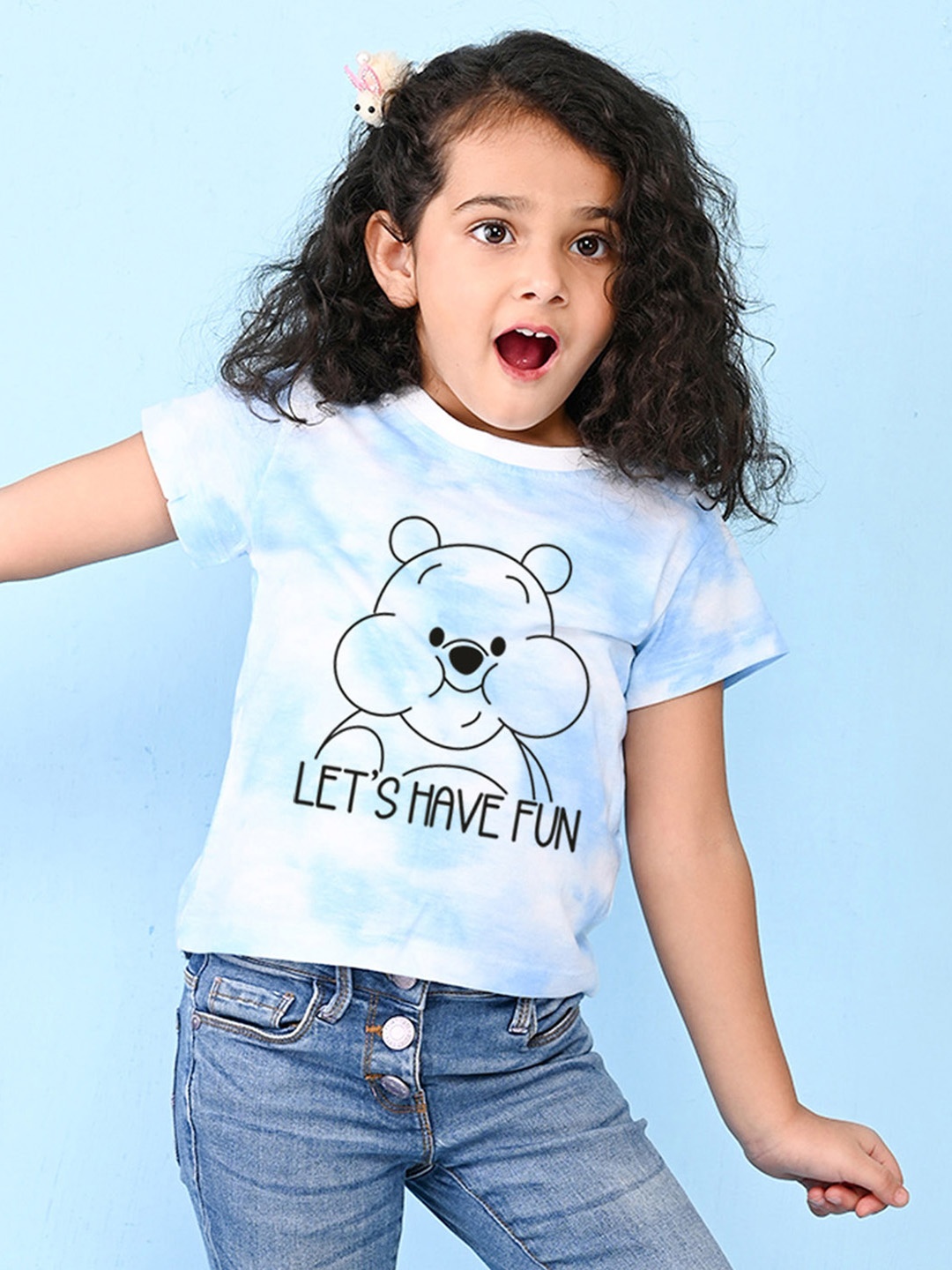 

NUSYL Girls Cotton Printed T-shirt, Blue
