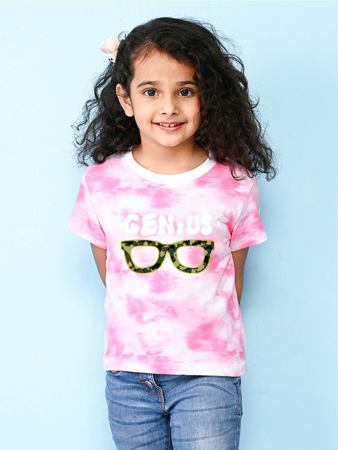 

NUSYL Girls Cotton Tie and Dye Dyed T-shirt, Pink