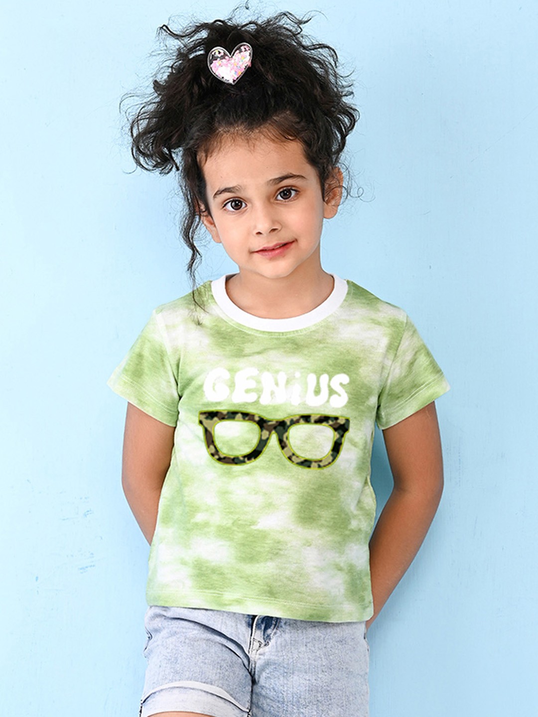 

NUSYL Girls Cotton Tie and Dye Dyed T-shirt, Green