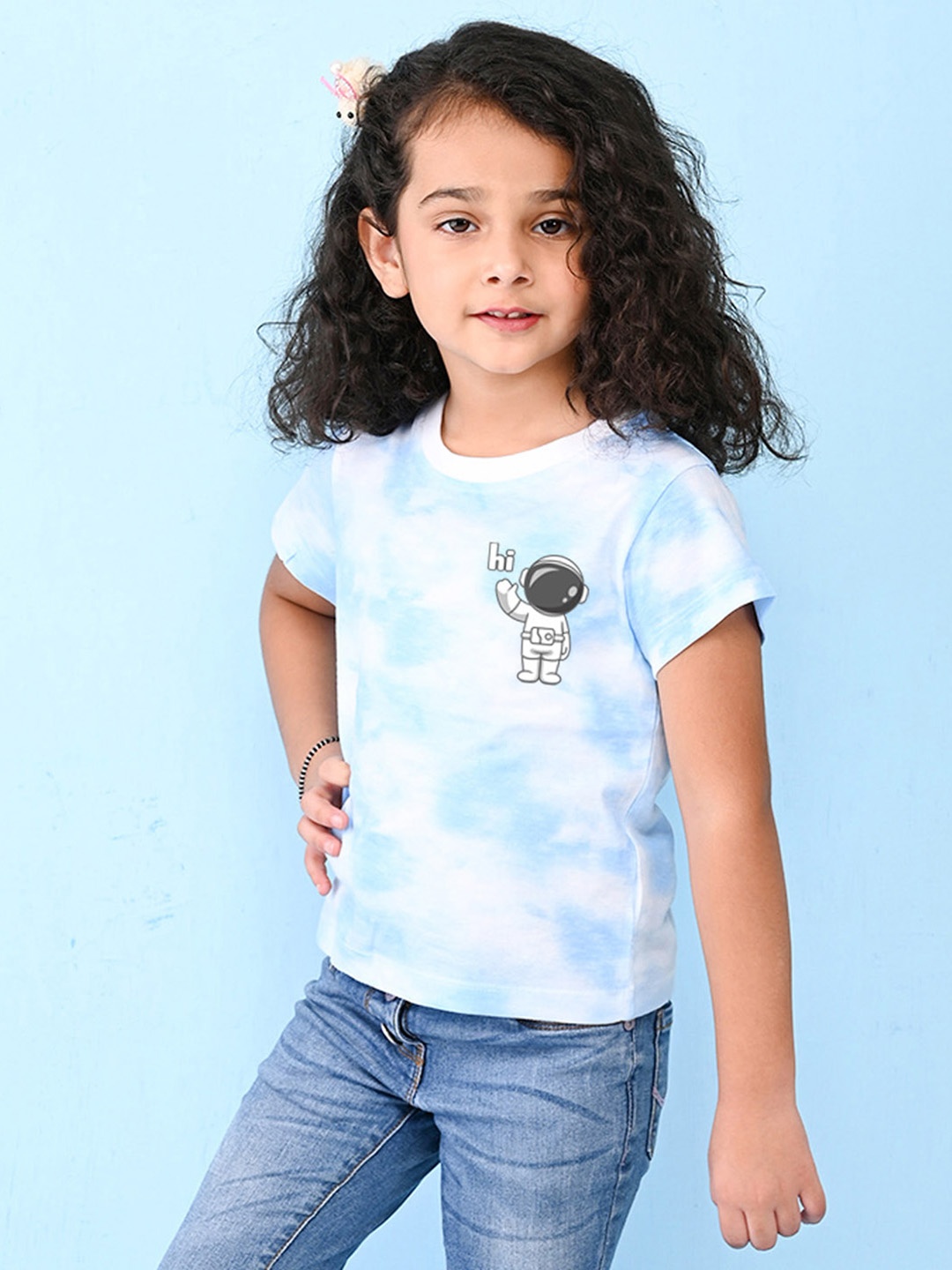 

NUSYL Girls Printed Cotton T-shirt, Blue