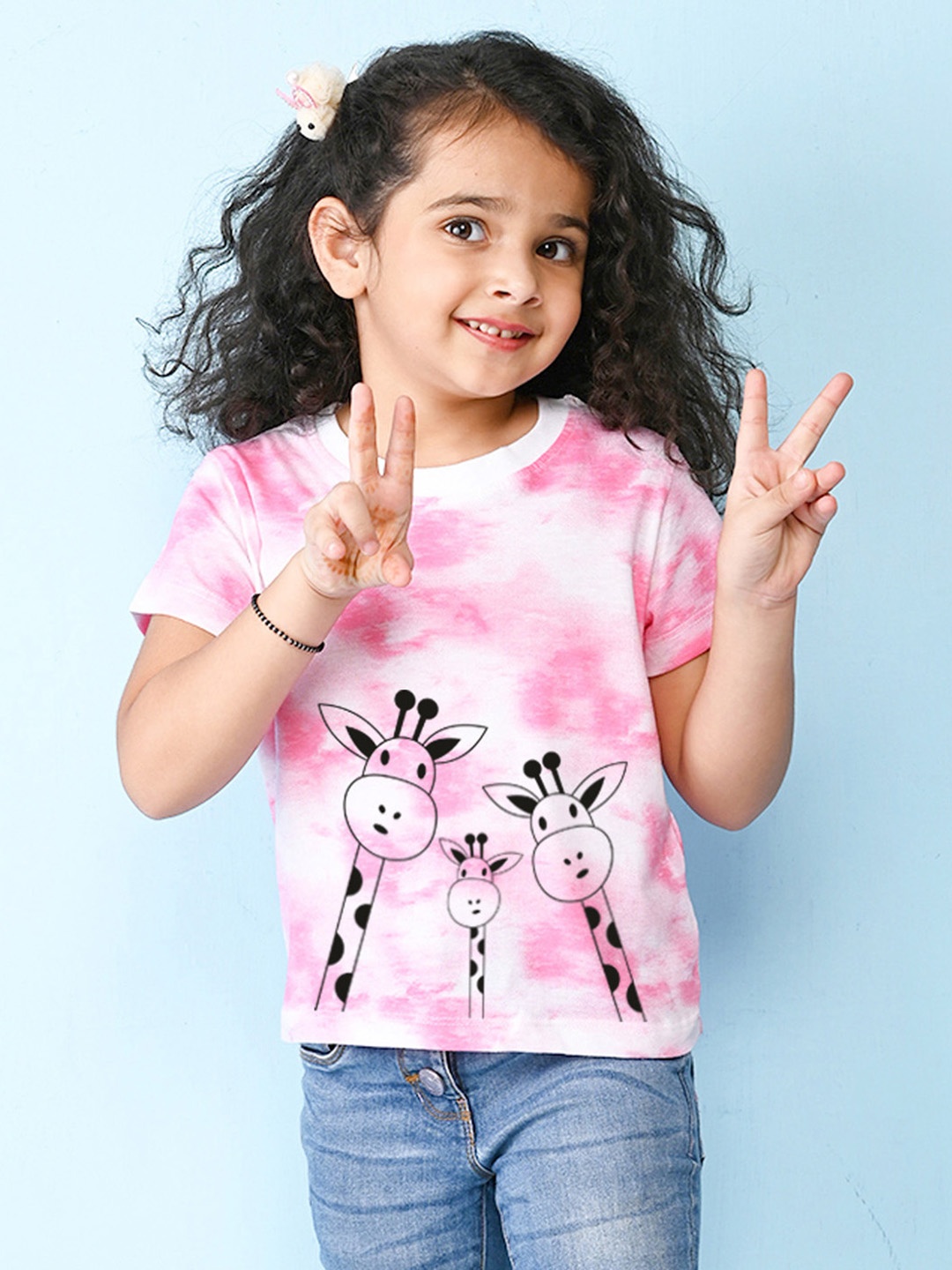 

NUSYL Girls Printed Cotton T-shirt, Pink