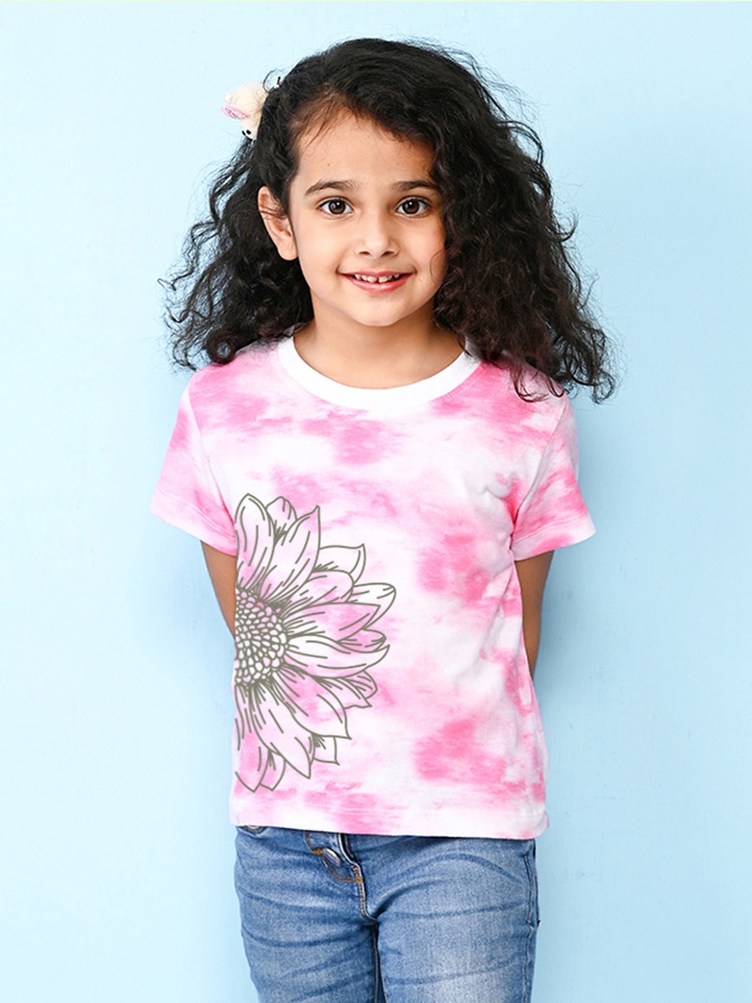 

NUSYL Girls Floral Dyed T-shirt, Pink