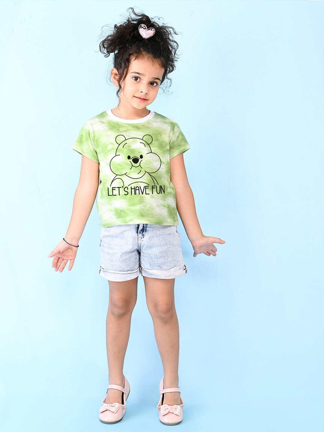 

NUSYL Girls Printed Extended Sleeves T-shirt, Green