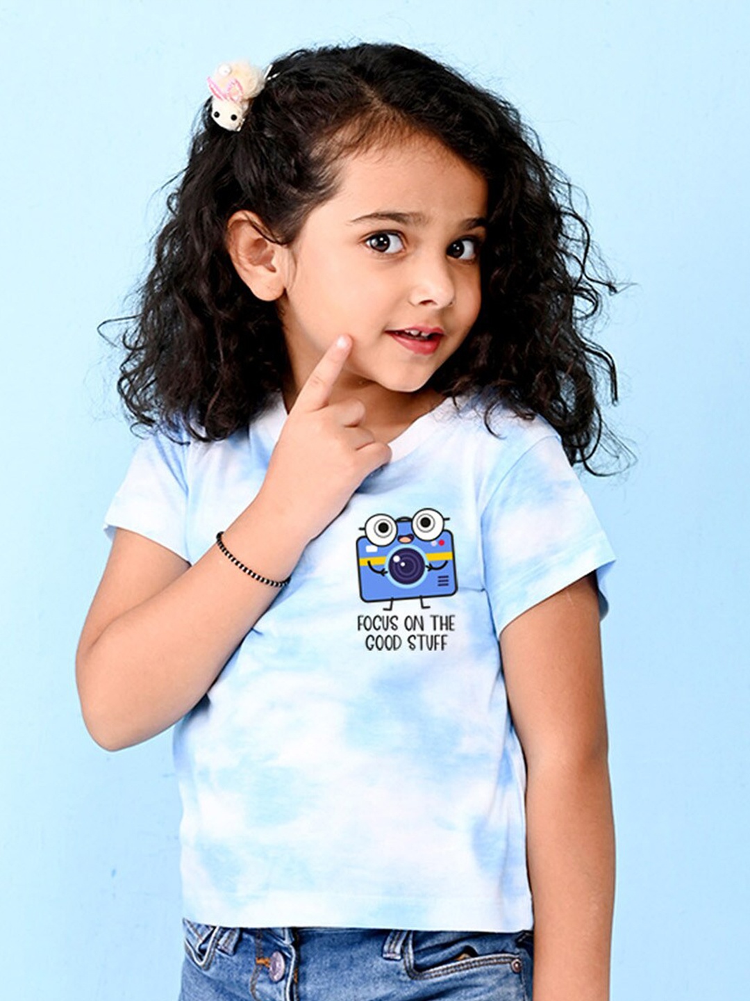 

NUSYL Girls Printed Cotton T-shirt, Blue