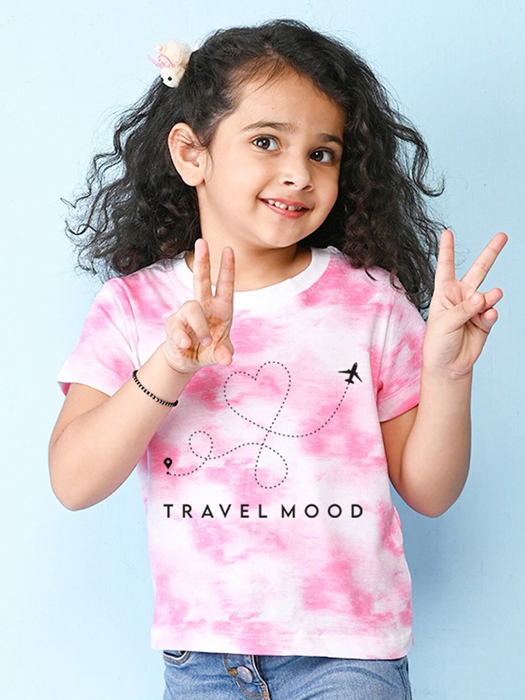 

NUSYL Girls Printed Cotton T-shirt, Pink
