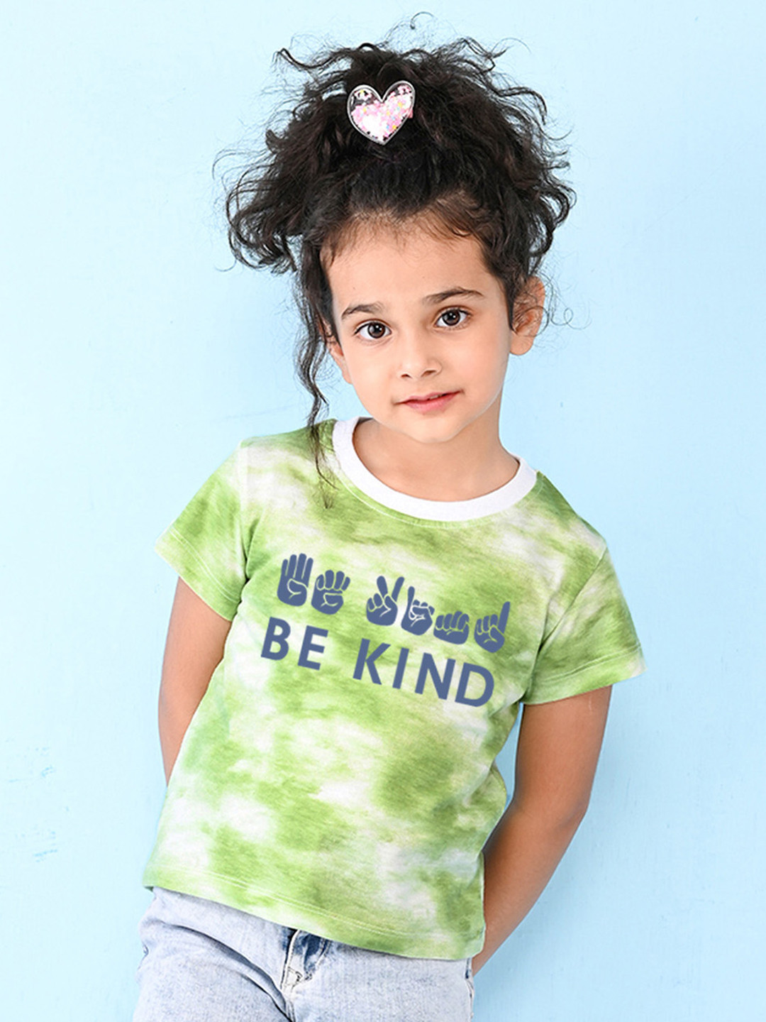 

NUSYL Girls Typography Printed T-shirt, Green
