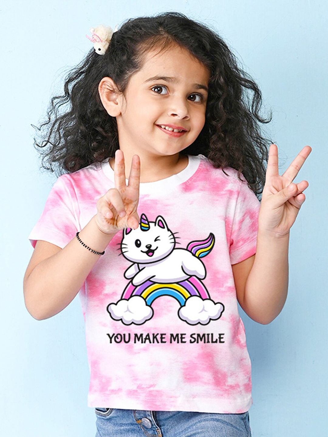 

NUSYL Girls Printed Cotton T-shirt, Pink