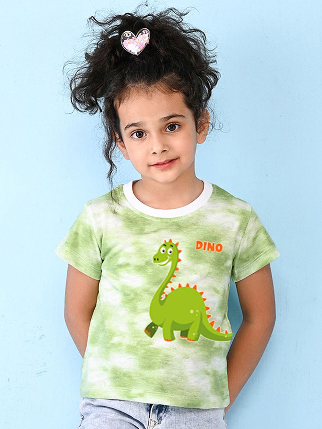 

NUSYL Girls Cotton Tie and Dye Dyed T-shirt, Green