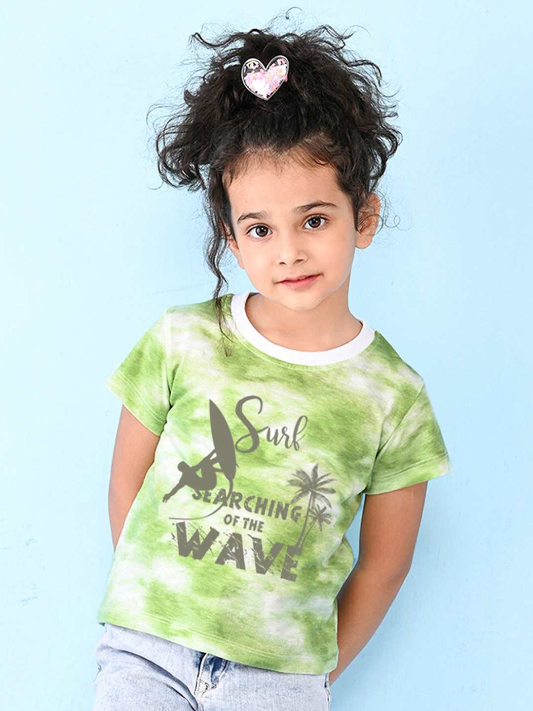 

NUSYL Girls Printed T-shirt, Green