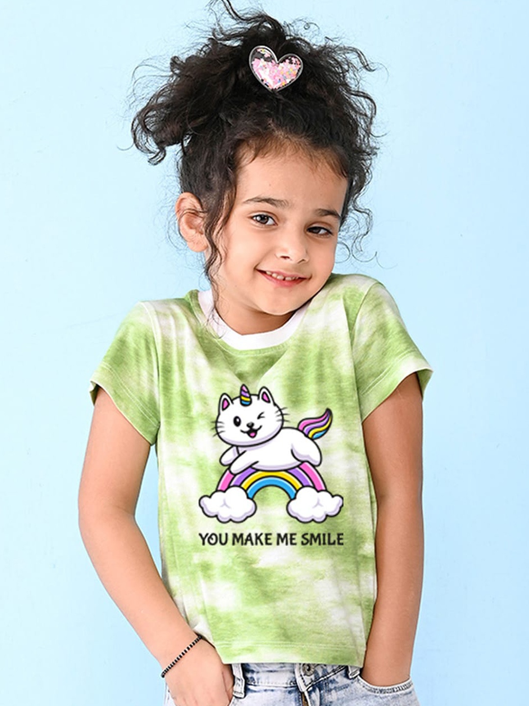 

NUSYL Girls Printed T-shirt, Green
