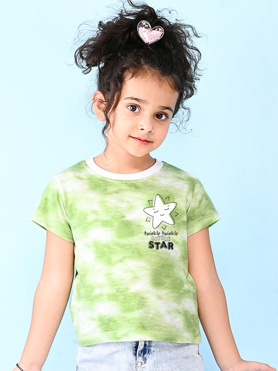 

NUSYL Girls Typography Printed Extended Sleeves T-shirt, Green