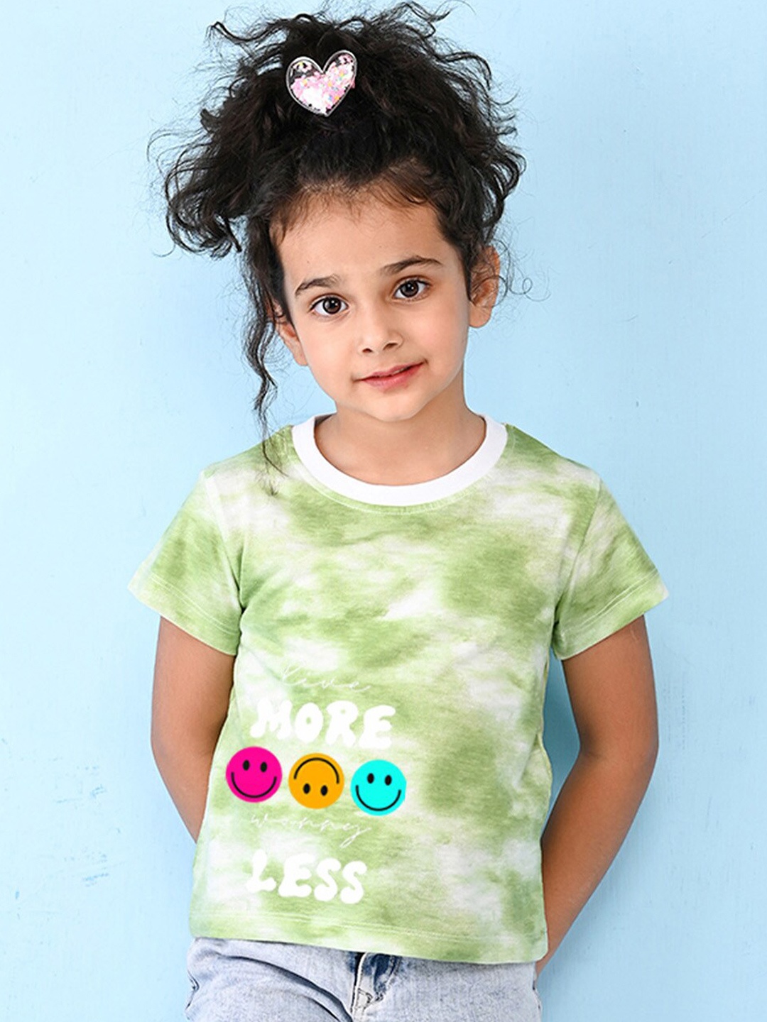 

NUSYL Girls Printed Extended Sleeves T-shirt, Green