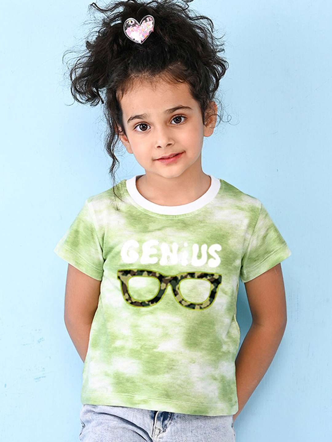 

NUSYL Girls Printed T-shirt, Green