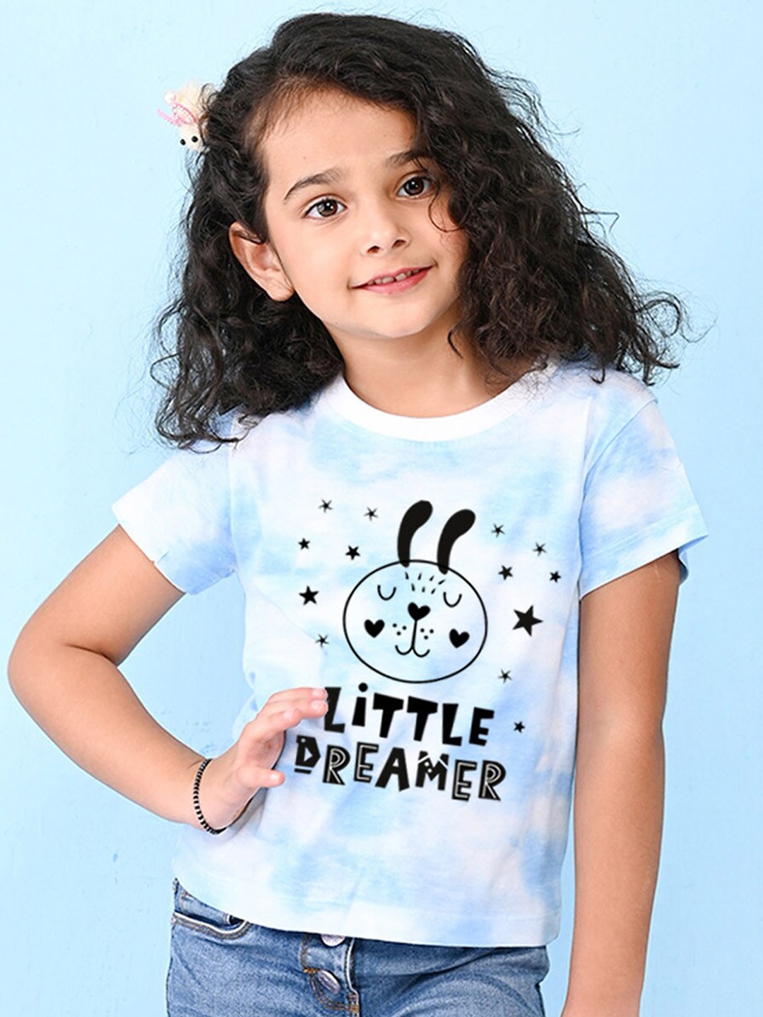 

NUSYL Girls Typography Printed T-shirt, Blue